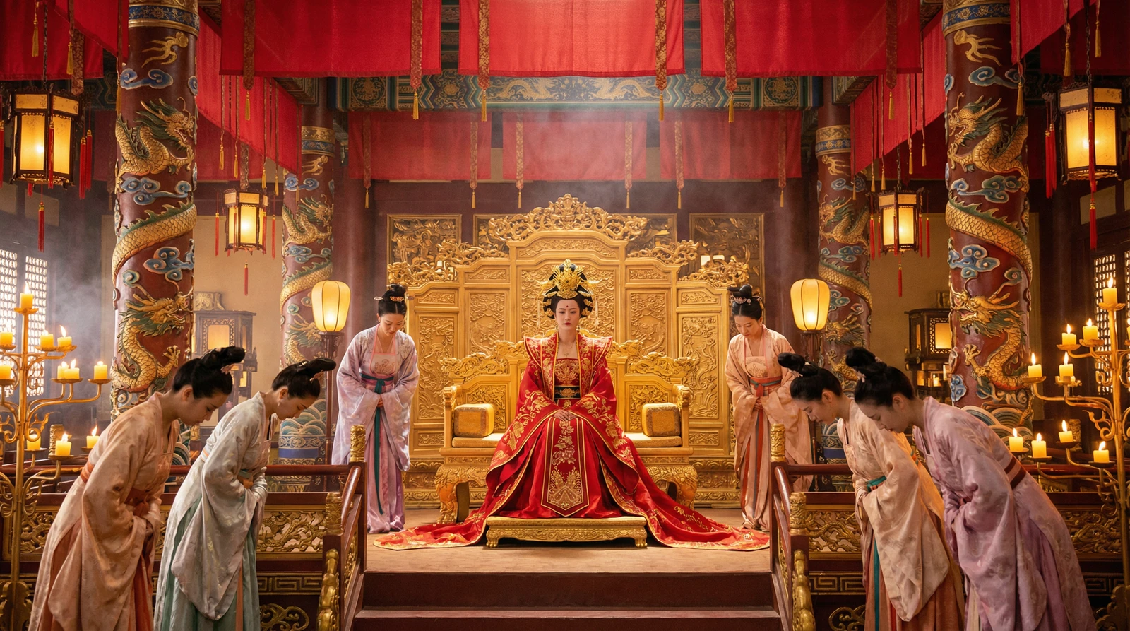 草莓视频古装宫廷大戏拍摄现场皇后登基场景